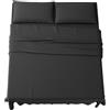 MAXIME MAISON - Completo Lenzuola Matrimoniali 4 Pezzi, Set Lenzuola Matrimoniale in Microfibra Made in Italy, Completo Letto 1 Lenzuolo con Angoli, 1 Lenzuolo Sopra, 2 Federe (Nero)