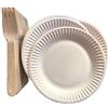 Ggroup Kit Dolce ANTIPASTO 200 Pezzi: 100 FORCHETTE in Legno + 100 Piatti di Carta Bianchi Small 15cm Kit MONOUSO Piatto POSATA USA e Getta biodegradabili e compostabili Naturali