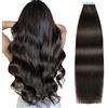 SUYYA Extension Capelli Veri Biadesivo Capelli Umani Extension Biadesive Capelli Veri Lisci Remy Tape in Hair Extensions Capelli Dritto Setosi 16 Pollice 40 cm 20pcs 40g #1B Nero Naturale