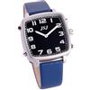 VISIONU Orologio parlante in spagnolo, orologio da polso quadrato, quadrante nero Azul Correa de Cuero Tssb-1812s