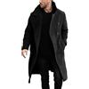 Generico Trench Lungo a Vento Uomo Ufficio Elegante Giacca in Tweed Caldo Capispalla Manica Lunga Doppiopetto Lungo Trenchcoat da Uomo Lana Business Slim Fit Casual Cappotti Viaggi Autunno e Inverno Classico
