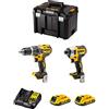 DeWALT Kit DWK211 (Trapano a Percussione DCD796 + Avvitatore ad Impulsi DCF887 + 2 Batterie 2,0 Ah + Caricabatterie + TSTAK VI)