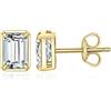 JewelryPalace 1ct Orecchini a Bottone Donna Argento 925 con Creato Moissanite, Piercing Orecchini Dorati a Lobo con Pietra a Taglio Smeraldo, Orecchini Solitario in Oro Set Gioielli Donna