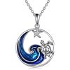 AXELUNA Collana con ciondolo a forma di tartaruga marina in argento Sterling 925, gioiello per donne e ragazze, madre e moglie, 29,3 x 21,3 mm, Argento sterling, Argento Sterling