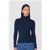 Tezenis Maglia Pesante Manica Lunga Collo Alto Costine Con Lana Donna Blu