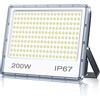 TASINUO Faretto LED da Esterno 200W, Faro LED Esterno Impermeabile IP67, 20000LM 7000K Bianca Fredda Lampade, 200 LEDs Luce per Giardino, Terrazza, Garage, sportivo