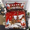 AOXHFNV Set di biancheria da letto natalizia, 135 x 200 cm, motivo Babbo Natale, alci, per ragazzi e ragazze, con federa (135 x 200 cm, L1)