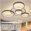 YYUTLUO LED Plafoniera Moderna, Ø70cm Lampada Multi Cerchio Nera, 58W Dimmerabile Continuo 3000-6000K, Lampadario Rotondo In Metallo + Acrilico, Camera Letto Soggiorno Bambini Ufficio Studio(5 Anelli)