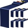 YMHPRIDE Confezione da 6 runner da tavola blu navy in raso, runner da tavola lunghi in seta 30x180 CMh per la decorazione della tavola di banchetti di compleanno di feste di nozze - Blu Navy