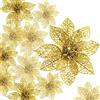 KAHEIGN 30 Pz Stella Di Natale Glitterata, 7.5/10 /15 Cm Ornamento Dell'albero Di Natale Ornamento Della Decorazione Dei Fiori Di Natale Per Ghirlande Ghirlande (Oro)