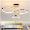 YYUTLUO LED Plafoniera, Ø56cm Lampadario A Cerchio In Metallo Dorato, 60W Dimmerabile Continuo 3000-6000K, Lampadario Rotondo Moderno In Placca Camera Letto Soggiorno Bambini Ufficio Studio (3 Anelli)