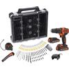 BLACK+DECKER Trapano a percussione da 18V, 2 batterie da 2Ah, caricabatterie da 400mA, 100 accessori, custodia, BDCHD18D2AB-QW