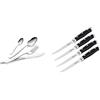 Lagostina Dalia Set Posate per 6 Persone, Acciaio Inox 18/10, 24 Pezzi & Set 4 Coltelli Bistecca forgiati, Nero e Acciaio