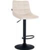 CLP Sgabello Jerry Velvet I Sgabello da bar regolabile in altezza I Sedia girevole a 360° con schienale per cucina e bistrot, Colore:crema, Colore del telaio:nero