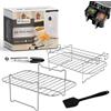 ONE Emporium Set 2 griglie per Air Fryer Ninja - griglia friggitrice ad aria in acciaio inox, pennello e pinze, compatibile con Fryer a doppia cesta