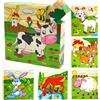 HaOrchid Puzzle Legno Bambini, Puzzle di Animale 3D Cube Giocattoli, Puzzle 6 in 1 con Animali Della Fattoria, Giochi Puzzle Legno Educativi Montessori per Bambini 3 4 Anni, Ragazzi e Ragazze, 12x12x3 cm