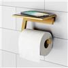 Viverso x add porta rotolo con ripiano, aperto mobile, VA2100BG+VA2400BG, x add oro spazzolato [Accessori Bagno > Porta Rotolo]