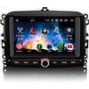 Erisin 7 pollici 8-Core 4GB+64GB Android 14 Autoradio Bluetooth GPS Navigatore per Fiat 500L 2012-2017 Supporto CarPlay Senza fili Android Auto WiFi DSP DAB+ USB FM RDS OBD2 Controllo del Volante