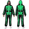 Spooktacular Creations Tuta scheletro Pigiama adulto uomo scheletro Onesie Glow in The Dark Zip Up Hooded Skeleton Costumi per Halloween Dress Up Party Role Playing Themed Party Cosplay, Nero , L