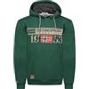 Geographical Norway - Felpa con cappuccio da uomo a maniche lunghe modello FASTLIFE, verde scuro, S