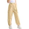 Rolanko Pantaloni Cargo per Ragazze con Cintura Regolabile Vita Alta Elasticizzata Pantaloni Jogger in Velluto a Coste Pantaloni da Danza Hip Hop per Bambini, Albicocca, Taglia: 11-12 Anni/160