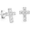 GAVU Orecchini Croce Donna, Orecchini Donna Argento 925 con Croce di Zirconia Cubica