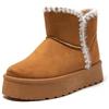 JOMIX Stivali Donna Invernali Bassi Stivaletti Ragazze Imbottiti con Pelliccia Sintetica Calde Comode da Neve MD9764-10 Marrone, 36