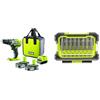 Ryobi R18DD3-215S Trapano Avvitatore a Batteria 18V ONE+, Include Due Batterie da 1.5Ah, 2 Velocità di Lavorazione, 24 Regolazioni di Frizione, Mandrino Autoserrante da 13mm, con Set 15 Punte Incluso