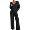 Generico Completo Maglia Donna Curvy Maglione E Pantaloni Gamba Larga Completi 2 Pezzi Casual Comode Completo Da Casa Invernale Elegante Tuta Due Pezzi Outfits Tute Sportiva Anziana Complete Moda Lavoro
