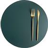 RAILONCH Tovagliette rotonde, lavabili in pelle, bicolore e similpelle, impermeabili, effetto pelle, per casa, cucina, ristorante e hotel, 32 cm (verde + beige, 4 pezzi)