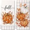 FDEETY Set di 2 Cartone Animato di Halloween Asciugamano per Piatti con Zucca Microfibra 43 * 66cm Arancione