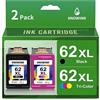 KNOWINK 62XL Cartuccia Compatibile per Cartucce HP 62 Nero e Colore XL Inchiostro per HP ENVY 7640 5540 5547 6000 5640 HP OfficeJet 5740 5742 7610 9010 Cartucce Stampante