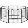 PawHut Recinto per Cani e per Cuccioli, Recinto Modulare per Cani da Interno ed Esterno in Metallo e Acciaio 8 Pannelli 80x80cm
