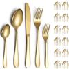 ReaNea Set di posate 60 pezzi per 12 persone con placcatura in titanio oro Include coltelli da tavola, cucchiai da tavola, forchette da tavola, cucchiaini da tè, forchetta da dessert