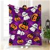Hixingo Coperta Flanella con Stampa Zucca Fantasma di Halloween, Coperte Divano Coperte Letto Single Matrimoniale, Coperta Pile Inverno Morbida e Calda, Regali di Halloween (Viola,100x150cm)