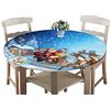Treer-shop Treers Tovaglia Rotonda in Poliestere Impermeabile con Bordo Elastico, Stampa 3D Natalizia Decorazione Moderna Lavabile Copritavolo Decorazioni per La Casa Feste di Natale (Babbo Natale,120cm)