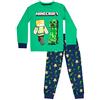 Minecraft - Pigiama per ragazzi - Set pigiama a maniche lunghe in 100% cotone - Ragazzi blu Pjs Creeper vestiti regalo di compleanno ragazzo, Multicolore, 9-10 Years