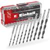 Einhell Accessories Einhell S-CASE 10 pezzi set di punte elicoidali per legno | Punta di centraggio | doppia spirale | acciaio per utensili C45 rullato | attacco E 6.3 | affilatura a tre punte
