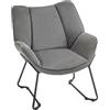 HOMCOM Poltrona d'Arredo con Braccioli Inclinati, in Tessuto Effetto Lino e Acciaio, 71.5x67x79 cm, Grigio