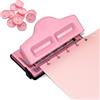 Luffy Perforatrice a fungo, regolabile a 4 fori, perforatrice con 11 dischi per rilegatura, planner felici, punzonatura la tua carta, quaderni (rosa)