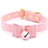 LateToBed BDSM Line Golden Kitty Cat Collar with Bell Pink