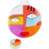 GILDE Vaso decorativo con motivo viso, vaso per il viso, in ceramica, decorazione per il soggiorno, regalo di compleanno, multicolore, altezza 29,5 cm