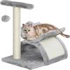 PawHut Tiragraffi per Gatti, Albero Tiragraffi in Peluche con Graffiatoio e Palo in Sisal, Cuccia e 2 Palline, 40x30x43cm, Grigio