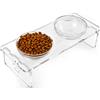 Feoyoho Set di ciotole rialzate per cani e gatti, supporto per mangiatoia in acrilico con 2 set di ciotole rimovibili in acciaio inossidabile e vetro per cibo e acqua, per piccoli animali domestici, 9,5 cm
