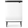 Brabantia Portabiancheria Bo Hi 2 x 45L - Cestino per panni sporchi - 2 scomparti - Apertura rapida - Sacchetto di cotone rimovibile - Portatile e igienico - Per camera da letto e bagno - White