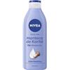 NIVEA Body Milk Burro di Karité (1 x 400 ml), latte per il corpo che idrata per 72 ore, crema idratante per il corpo con acido ialuronico, per pelli secche