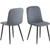 AC Design Furniture Dagmar - Sedia da pranzo con schienale in cord, set da 4 pezzi, per sala da pranzo imbottita, in tessuto grigio, gambe in metallo nero, corridoio, ufficio
