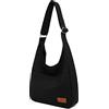 Travistar Borsa a tracolla da donna, grande, casual, a tracolla, per lavoro, scuola, shopper casual, per tutti i giorni (nero), Nero , Hobo