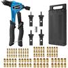 ESYNiC Kit 8 Rivettatrice Professionale con 100pz Rivetti Dadi M3 M4 M5 M6 Pinza Pistola Manuale a Rivetti Mandrini Dadi Rivettatrice per Inserti Filettati per Auto Rimorchi Mobili Industria - Blu