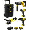 JG todotaladros STANLEY FatMax Kit SVK401 (Tassellatore SFMCH900 + Smerigliatrice SFMCG400 + Trapano a Percussione SFMCD711 + Avvitatore a Impulsi SFMCF800 + 2 Batterie 4,0 Ah + Caricabatteria + Caddy 3in1)